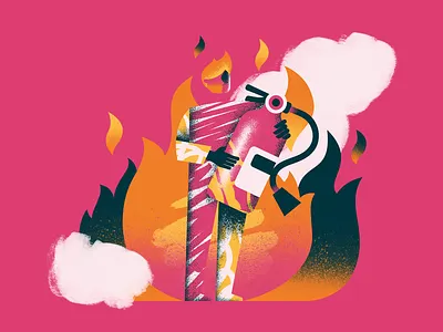 The Burnout burnout fire fire extinguisher future illustration innovation mental health paint patterns report stress texture trend trends vector