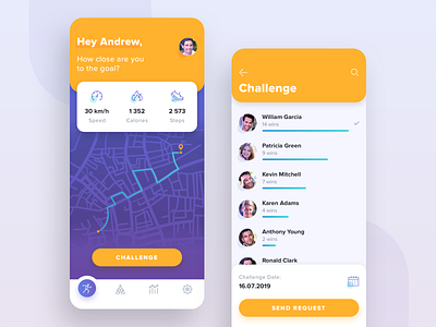 Sport Activity App activity app challenge clean concept dashboard design icon interface ios iphonex map mobile sketch sport ui ux