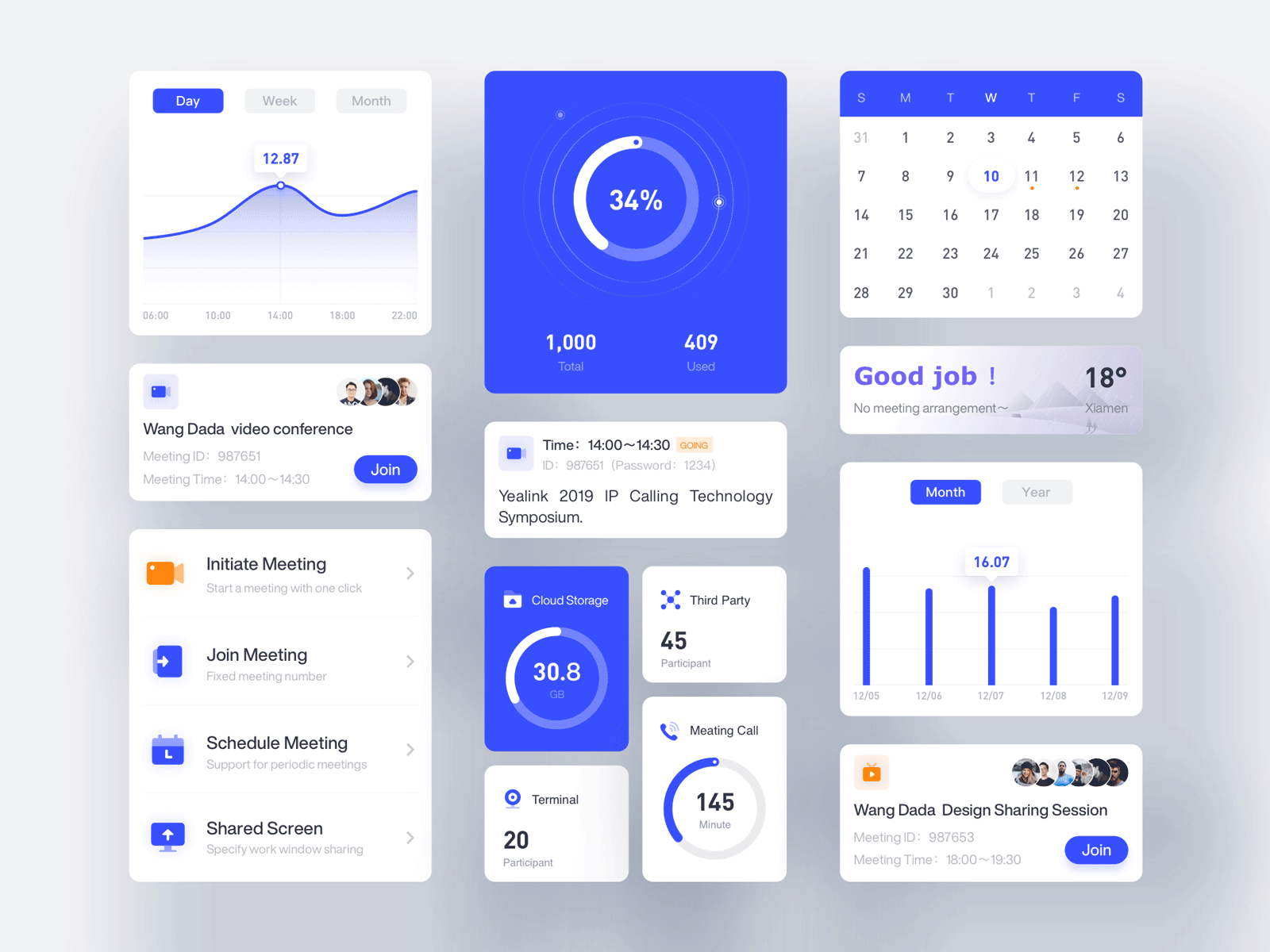 yealink meeting Light&Dark animation app black clean dashboard gif meeting skin ui ux write