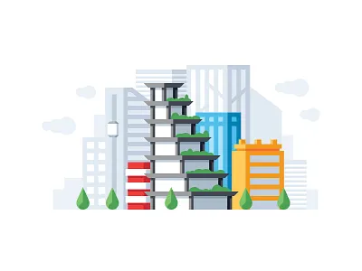 Downtown building city downtown icon illustration office town vector