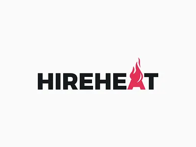Hireheat logo branding design fire flame flat for sale icon illustrator logo pink typography vector