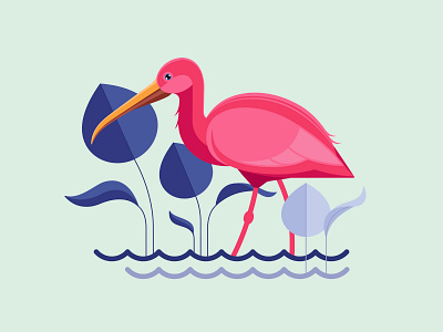 Heron bird design flat heron illustration nature vector