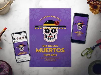 Dia De Los Muertos 5th of may band cinco de mayo day of the dead design dia de los muertos dia de muertos event flyer illustration instagram instagram stories instagram story template poster skeleton sugar skull template