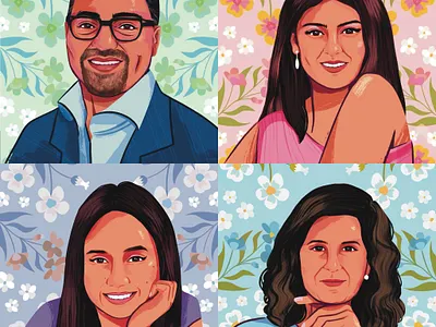 Family Illustrated Portraits character art comicart digitalart family portraits illustration portrait illustration portraits portraits art