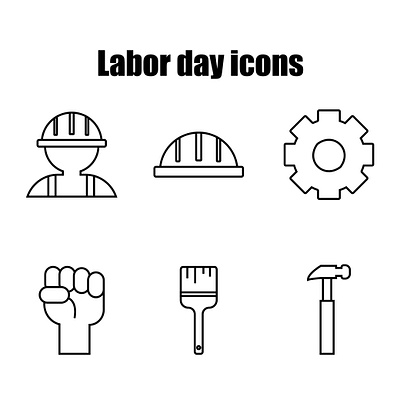 Icons for labor day hard hat