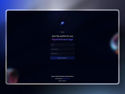 Waitlist form branding design figma frontend graphic design illustration logo onchain payment schedule ui ux waitlist web3