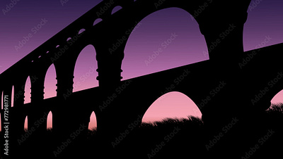 Roman aqueduct bridge landscape