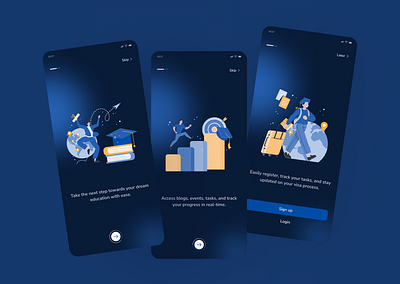 Onboarding Visa App app design dark app education onboarding app onboarding app onboarding visa app design ui app visa app visa app design