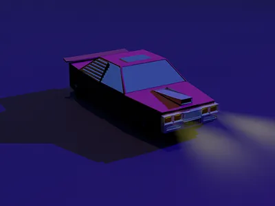 Car retrowave 3d car graphic design