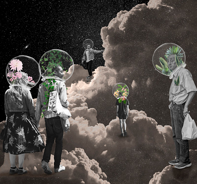 ¨BURBUJAS¨ - ¨BUBBLES¨ black white bubble burbuja characterdesign concept art digital art digitalart illustration ilustración nature people photoshop thoughts universe