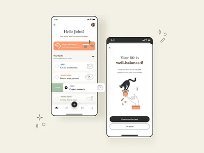Work-life Balance app animation app design balance branding illustration print productivity to do list typography ui ux vector web design