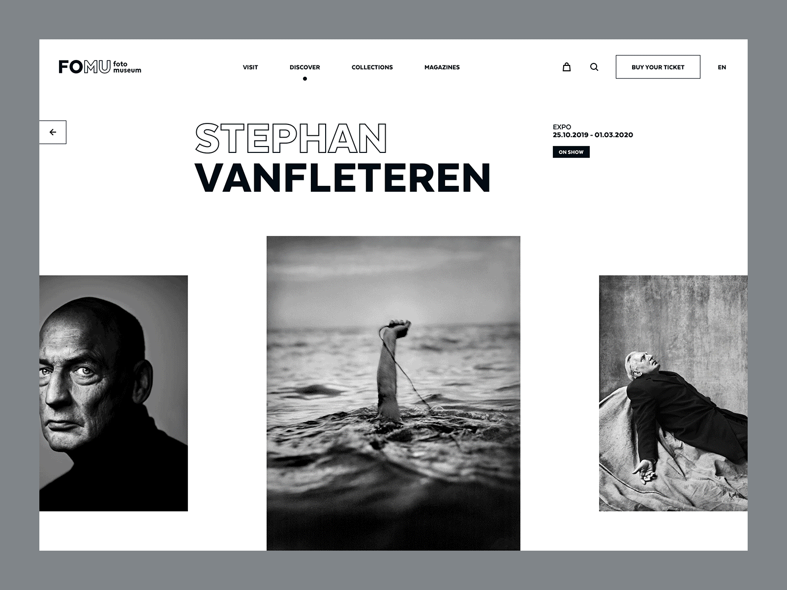 FOMU — Fotomuseum Antwerp — Exhibitions black exhibition museum outline photography ui ux web web design website white