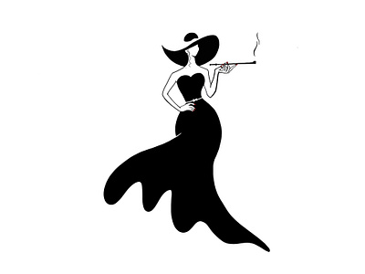 When the smoke soars blackandwhite character curve fashion hat illustration kiserupipe lady negativespace red smoke vogue woman