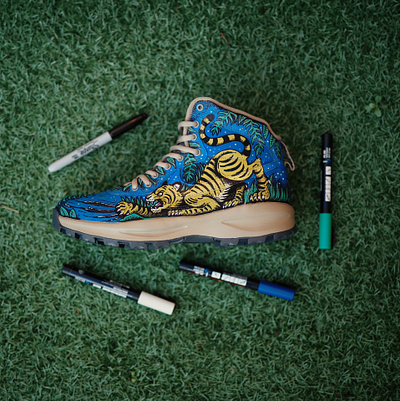 New Customs custom custom shoes pen and ink posca shoes sneakers tattoo tiger