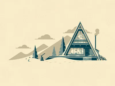 Cabin Series a frame beach beach house cabin dan kuhlken dkng dkng studios geodesic dome geometric illustration nathan goldman poster screen print silkscreen vector winter
