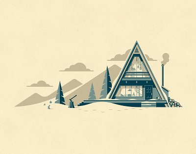 Cabin Series a frame beach beach house cabin dan kuhlken dkng dkng studios geodesic dome geometric illustration nathan goldman poster screen print silkscreen vector winter