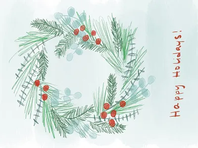 Holiday Wreath chrismtas holiday illustration wreath