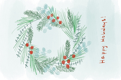 Holiday Wreath chrismtas holiday illustration wreath