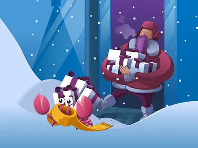 Crab's New Year offer character christmas crab gift money newyear shop snow winter
