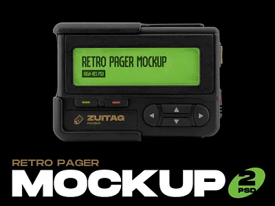 Retro Pager Mockup asset beeper brand design brand identity branding brutalism brutalist creative market freebie freebies mock up mock ups mockup motorola nokia pager psd retro template zuitag