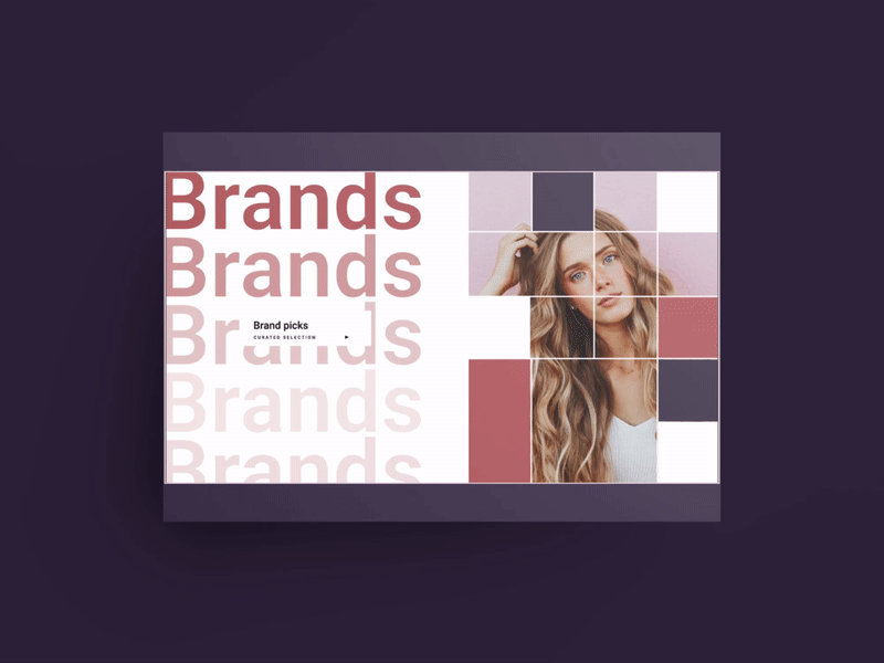 transition Beauty animation branding design fashion girl hair landing page makeup purple transition ui ux website