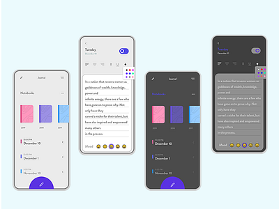 Light mode & Dark Mode. app design typography ui ux