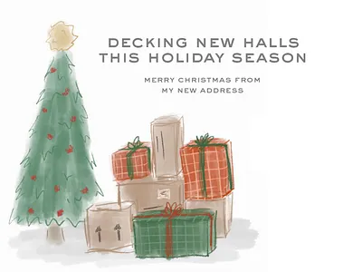 Holiday Change of Address Postcard christmas holiday illustrations moving postcard