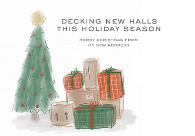 Holiday Change of Address Postcard christmas holiday illustrations moving postcard