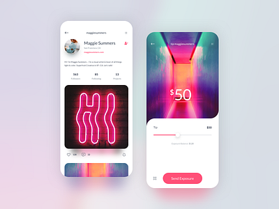 Can I pay you in Exposure? color design light mobile app payment processor product design product designs tip ui