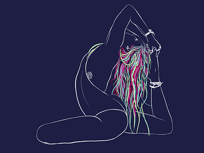 Yoga love colours design digital linework yoga