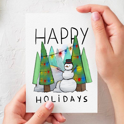 Happy Holidays greeting card illustration