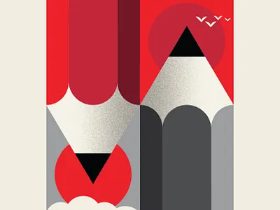 Brainstorming abstract design black design geometric identity illustration pencils red vector illustration