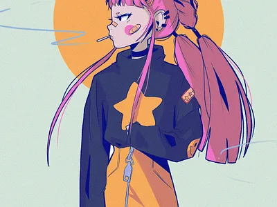 Daene anime illustration ipad pro layout poster texture