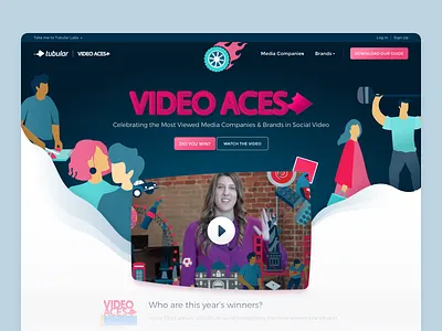 Tubular Labs • VideoAces Awards Homepage awards campaign campaign website design development illustration marketing marketing site neutral neutrals social media social video video