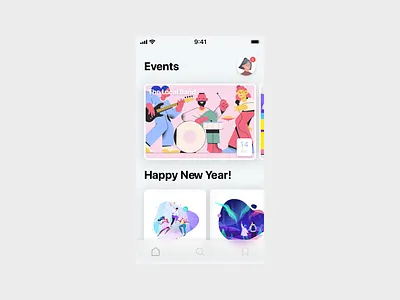 Events APP app design flat icon minimal ui ux