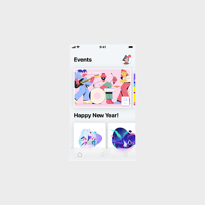 Events APP app design flat icon minimal ui ux