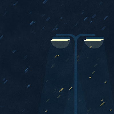 Night shift - Extract 2 flat illustration light night rain vector