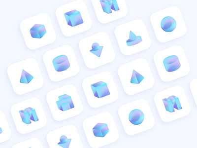 App icons - 3D geometric gradient exploration 3d app icon color dailyui dailyui 005 dailyui challenge design exploration fluid geometry gradient graphics liquid logo shape solid space ui vector