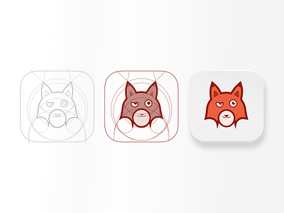 Fox Icon design drawing fox icon illustration schematic sketch ui vector