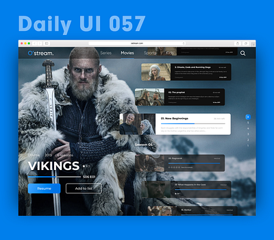 Daily UI 057 - Video Player daily 100 challenge daily ui dailyui netflix streaming ui uiux ux videoplayer