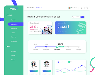 Woory dashboard blue branding conception dash dashboad dashboard design dashboard ui debut design desktop green illustration statistics ui ux