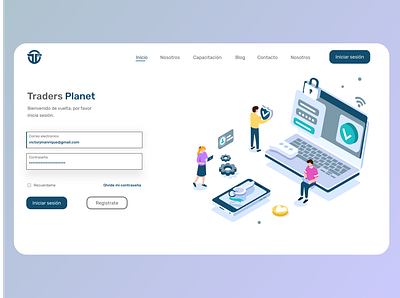 Traders Planet Login concept clean design illustration login minimal product design ui vector web web design