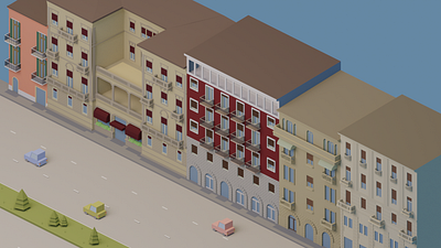 Corso Porta Nuova in Verona Italy 3d blender blender lowpoly building 3d blender3d city design illustration