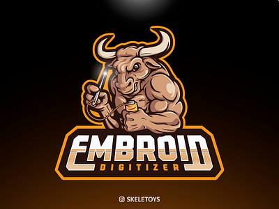 EMBROID DIGITIZER brand bulls cartoon character design embroider illustration logo mascot mascot character streamer vector