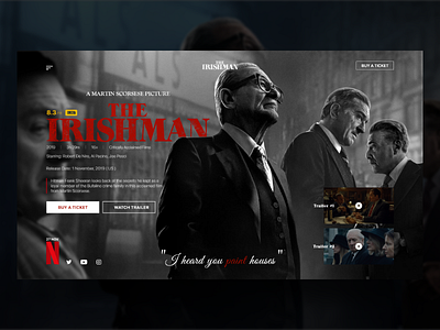 The Irishman al pacino black concept creative dark dark theme design dribbble film homepage imdb irishman martin scorsese movie netflix ui ux web website