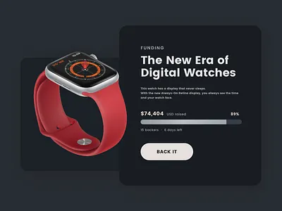 32 Crowdfunding Campaign black campaign card clean cool crowdfunding campaign dailyui dark design minimal modern product page rounded simple sketch stylish trend trendy ui whitespace