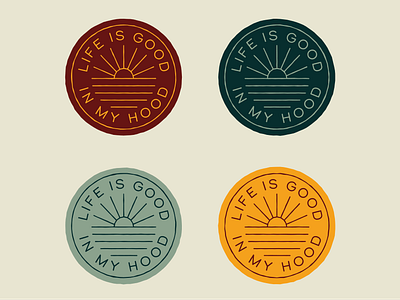 Life Is Good badge branding caribou creative laura prpich logo minimal monoline ocean sunset vector waves