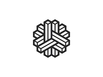 Interlok Logo 3d abstract black design geometric hexagon impossible object intricate isometric line logo logomark mark optical illusion square prism symmetrical vector