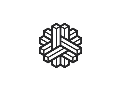 Interlok Logo 3d abstract black design geometric hexagon impossible object intricate isometric line logo logomark mark optical illusion square prism symmetrical vector