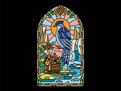 Stained Glass Blue Jay austin bird blue jay illustration mark twain monoline national park sxsw yosemite